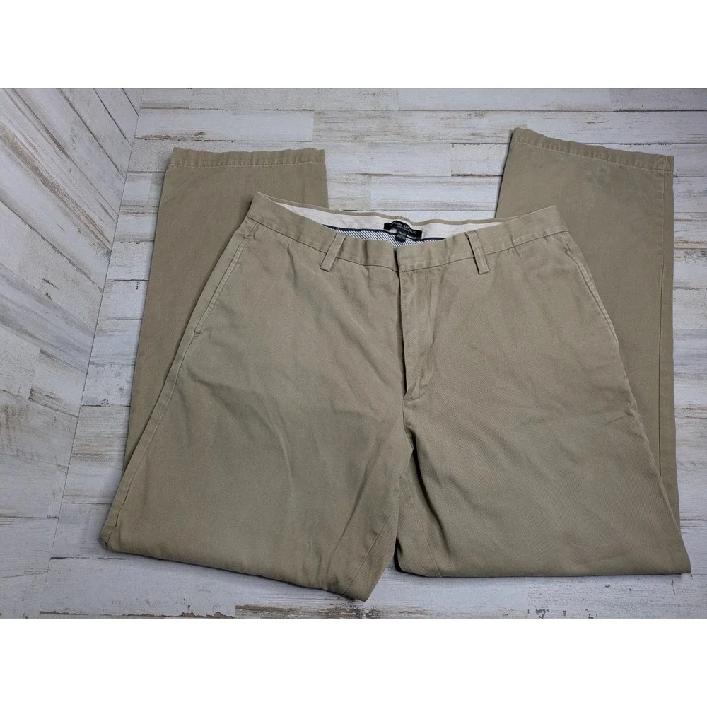 Banana Republic Gavin Chino Pants Mens 35x32 (35x30) Beige Straight Leg Casual
